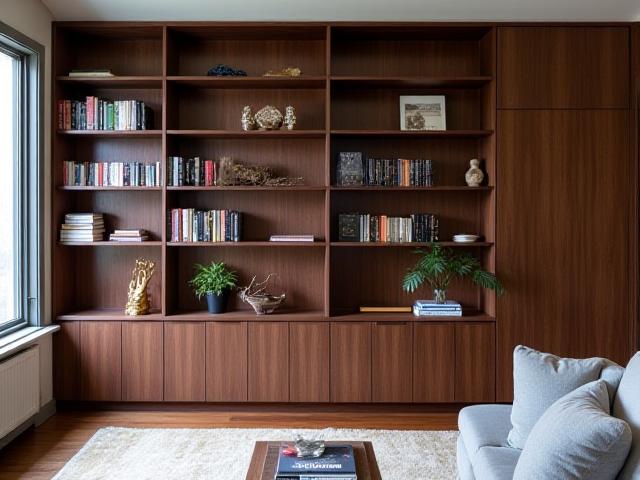 Spesialdesignet bokhylle i valnøtt
